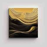 60x60cm Cuadro Elegante Negro Y Dorado Efecto Visual Espejo