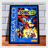 Quadro Decorativo Capa A4 Gamer Sonic Cd Tectoy Sega Cd