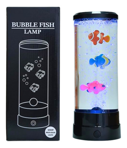 Lámpara De Lava Tipo Pecera Luces Led Con Peces Adorno