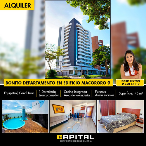 Bonito Departamento En Alquiler En Edificio Macororo 9