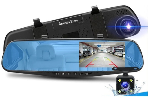 Espejo Retrovisor Doble Camara Full Hd Carro Pantalla 4.3''