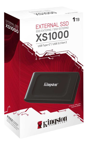 Ssd Portátil Kingston Xs1000 1tb 1000gb Usb3.2 Gen. - Sxs1000/1000g Velocidade De Leitura Até 1050mb/s Escrita Até 1000mb/s Interface Usb-c Para Usb-a