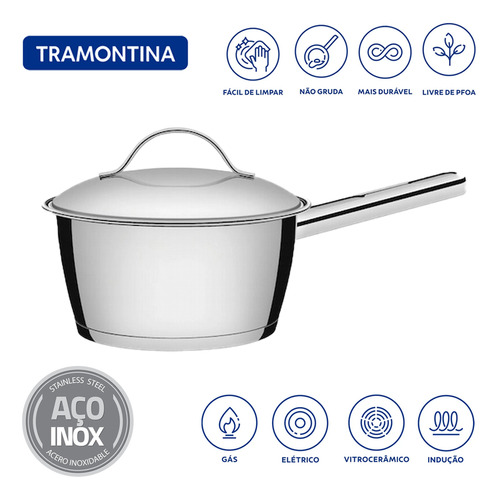 Panela Tramontina Allegra Aço Inox Indução Fundo Triplo 16cm