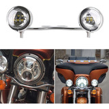 Soporte Base Con Faros Led Auxiliares Chopper Custom Cromo