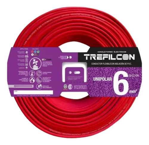 Cable Flexible Unipolar 6mm X10 Metros Varios Colores