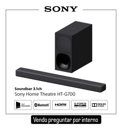 Barra De Sonido Sony Ht-g700 Bluetooth 400w Hdmi 3.1