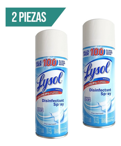 2 Pz-lysol Spray Desinfectante Elimina  Virus, Gérmenes 354g