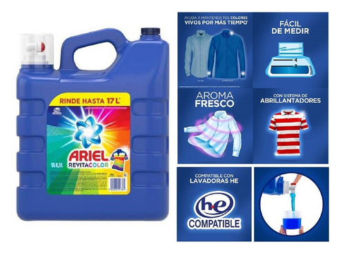 Detergente Líquido Ariel Revitacolor 8.5 Lts