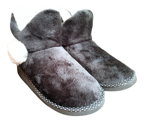 Botas Con Pompon Pantufla Chinela Piel Corderito Peluche