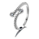 Anillo Ajustable Plata S 925 Mujer Circones Juvenil Moderno 