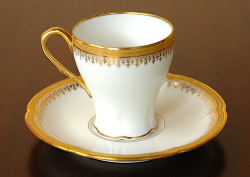 Taza De Café Y Plato De Limoge Borde Oro 24 K Francia