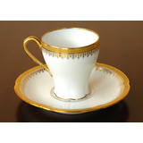 Taza De Café Y Plato De Limoge Borde Oro 24 K Francia