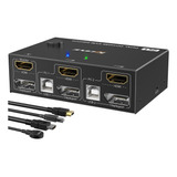 Conmutador Kvm Compatible Con Doble Monitor Dp/hdmi Kvm