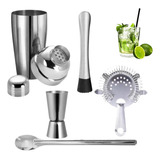 Kit Caipirinha Profissional Coqueteleira 500ml 5 Peças Inox