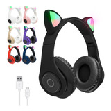 Auriculares Oreja De Gato Gamer Bluetooth Luz Led Neko Usb