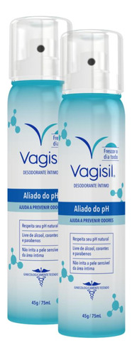 Kit 2 Desodorantes Íntimos Aerosol Vagisil Aliado Do Ph 45g