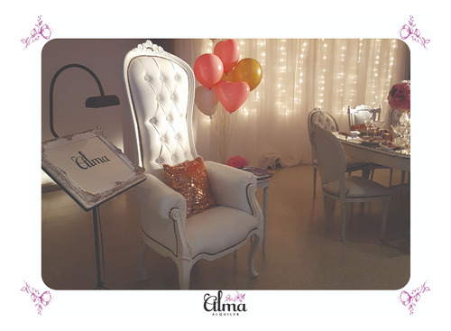 Sillón Luis Xv Colonial Respaldo Alto Tipo Princesa Eventos