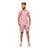 Conjunto Masculino  Mauricinho Praia Estampado Floral