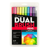 Tombow Dual Brush Pen Art Markers, Bright, 10-pack