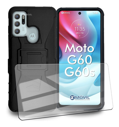 Funda P/ Moto G60 / Moto G60s, Uso Rudo Clip + Cristal