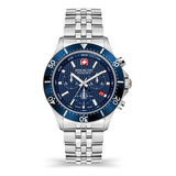Reloj Swiss Military Smwgi2100703 Para Hombre Cronografo Color De La Malla Plateado Color Del Bisel Gris Color Del Fondo Azul