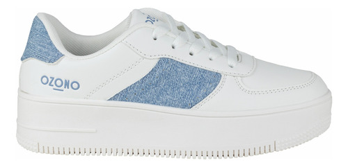 Tenis Dama Casual Plataforma Capade Ozono 610901 Blanco Azul