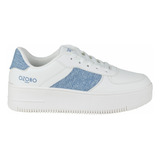 Tenis Dama Casual Plataforma Capade Ozono 610901 Blanco Azul