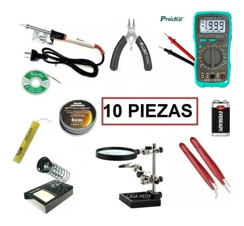 Kit Proskit Soldador Tester Alicate Pasta Brusela Estaño 9v