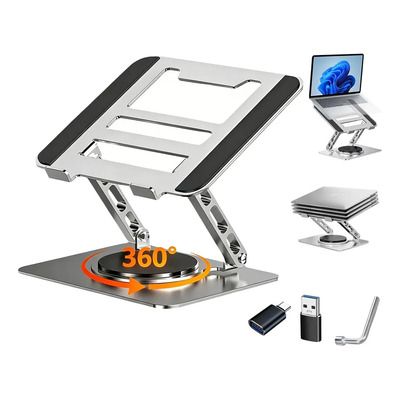 Luzmascota 360° Soporte Para Laptop Giratorio Base,Se puede elevar y ajustar infinitamente,antideslizante,plegable,diseño de disipación de calor hueca,Para computadoras portátiles de 13-17inch,Tableta | MercadoLibre