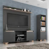 Conjunto Rack C/painel Tv55 Livreir Multimóveis Grafit/siena