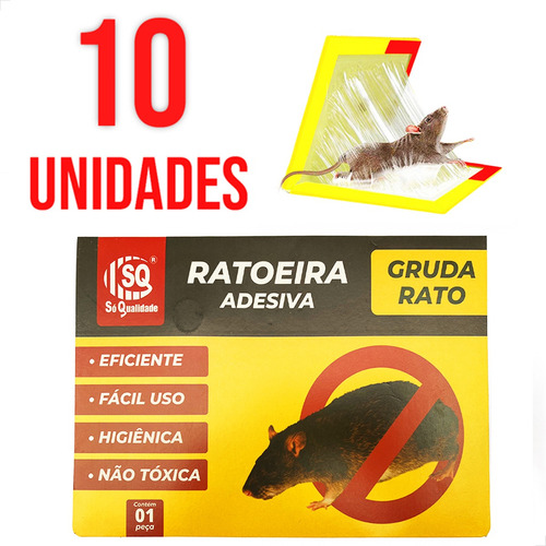 Ratoeira Adesiva Cola Pega Rato Pragas C/ 10 Peças