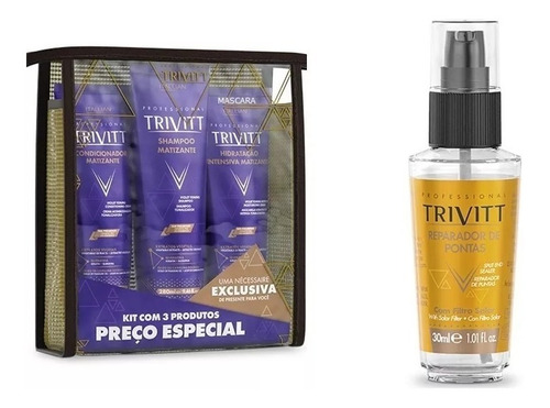 Kit Trivitt 4pçs: Kit Home Care Matizante + Reparador De Pon