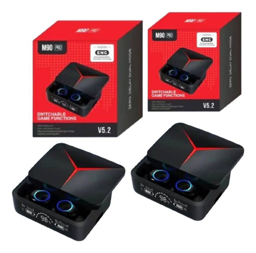 Pack ( 2 Pares) Audifonos M90 Pro Gamer - Powerbank Teléfono