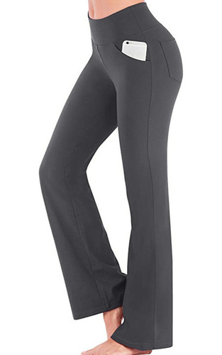 Pantalones Acampanados De Cintura Alta Para Mujer De Oficina