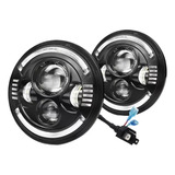 Par 7'' Faro H4 Led Redondo Ojo Ángel Wrangler Para Jeep