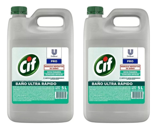 2 Unidades Limpiador Cif Baño Antisarro X 5 Lts