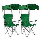 Combo 2 Sillas Plegables Camping Playa Ajustable Portátil Color Verde