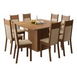 Juego Comedor Madesa Panamá Mesa Tapa Madera 8 Sillas Color Marrón/crema/beige Sintético