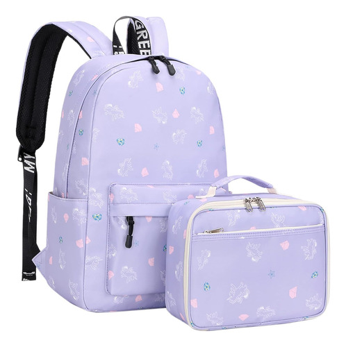 Kit Mochila Y Lanchera Lohol Purpura De Poliester Bonitas