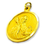 Medalla Oro 18k San Benito Dije Oro Con Santo Y Cruz Relieve
