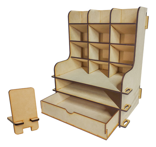 Organizador De Escritorio De Madera Con Cajón - 6106mdf 