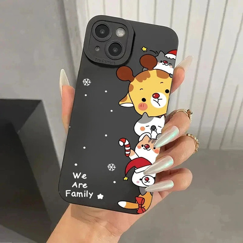 Funda For iPhone 15, 14 Pro Max, Santa Claus, Alce Y Muñeco