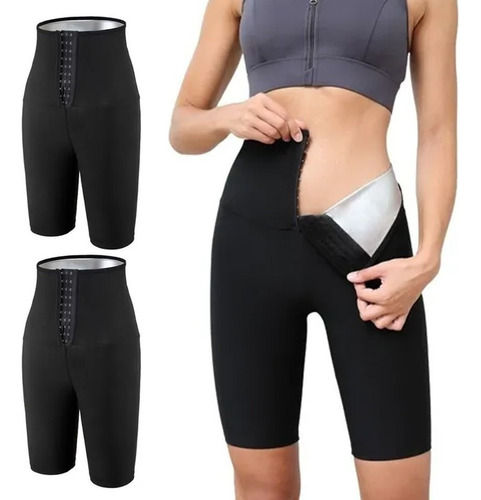 2pcs Bermudas Cuerpo Corto Con Efecto Sauna Quema Grasa