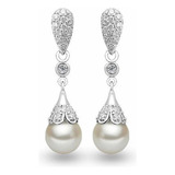 Aros Cristal Perlas Colgantes Boda Novias Elegantes Original