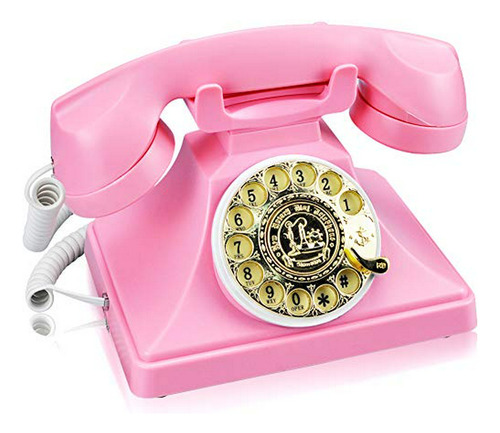 Teléfono Vintage De Estilo Antiguo Con Dial Giratorio (rosa)