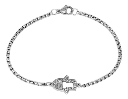 Pulsera Mujer Acero Inoxidable Dije Mano Hamsa Protección