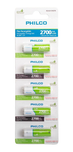  Pilas Tira Recargable Aa X 5 2700 Mah Philco; Electrotom 