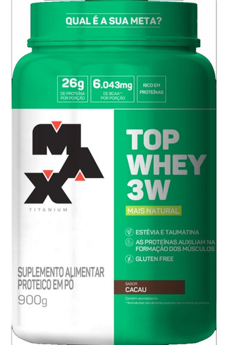 Top Whey Protein 3w 900g Isolada Conc Hid Max Titanium C/ Nf Sabor Cacau - Mais Natural