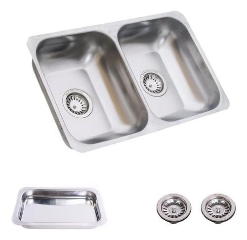 Bacha Doble De Cocina Acero Inox 430 M30 Mate 