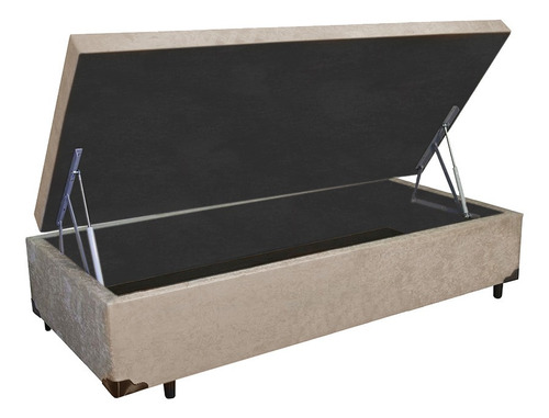 Cama Baú Solteiro Premium Suede Bege 78x188 [retira]